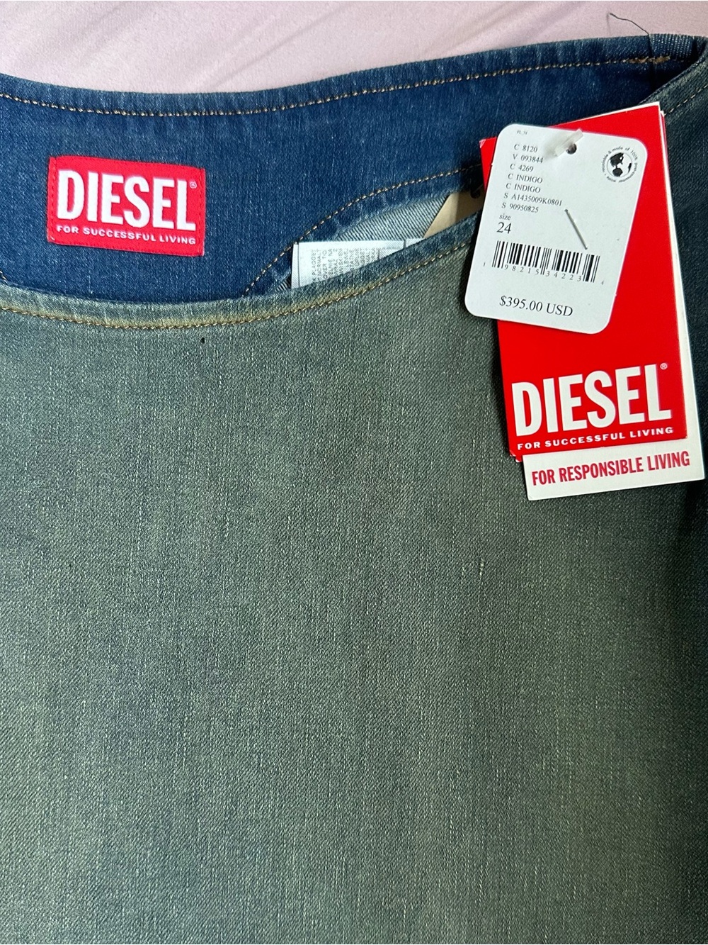 DIESEL | Ombré Washed Denim Pencil Skirt (24) NWT - Picture 9 of 9